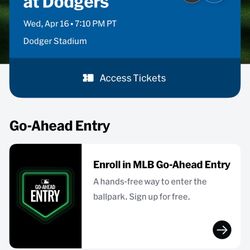 DODGER TICKETS 4/16  Close Up Section By Dodger Dug Out 