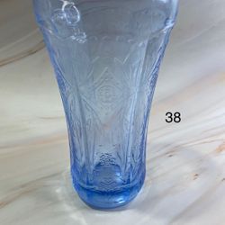 2) Beautiful light blue Recollection  thick glass tumblers. Indiana Glass Co. 