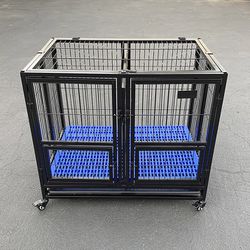 (New) $130 Stackable Folding Dog Cage Crate Kennel Heavy-Duty 37x25x33 inches 