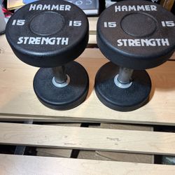 Hammer Strength Pro Gym Quality 15 Pound Dumbbells