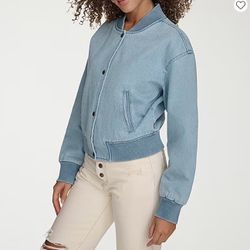 NEW - Levi's Women's Bomber Denim Blue Jacket  - Medium Wind Resistant