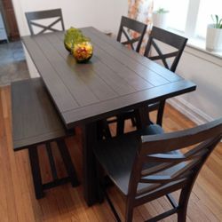 6 Person Wood Table Dining Kitchen Table Tall Bar Pub 