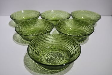 6 Vintage Anchor Hocking Soreno Avocado Green Bowls 6"