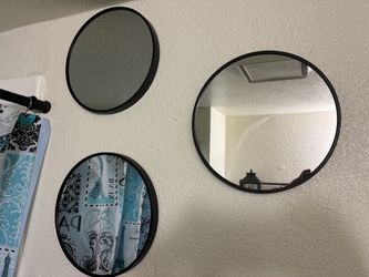 Set of 3 Round Black Frame Wall Mirrors