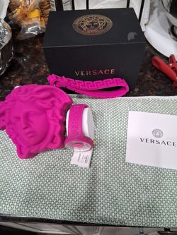 Versace women's watch hot pink with pouchette coin purse