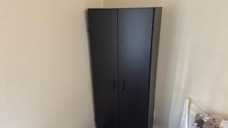 Black Double Door Wardrobe Cabinet
