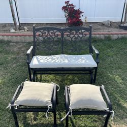 Patio Iron Bench And Stools $100.