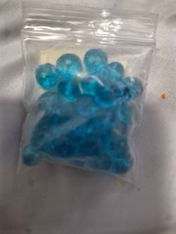 26 six mm blue round faceted beads