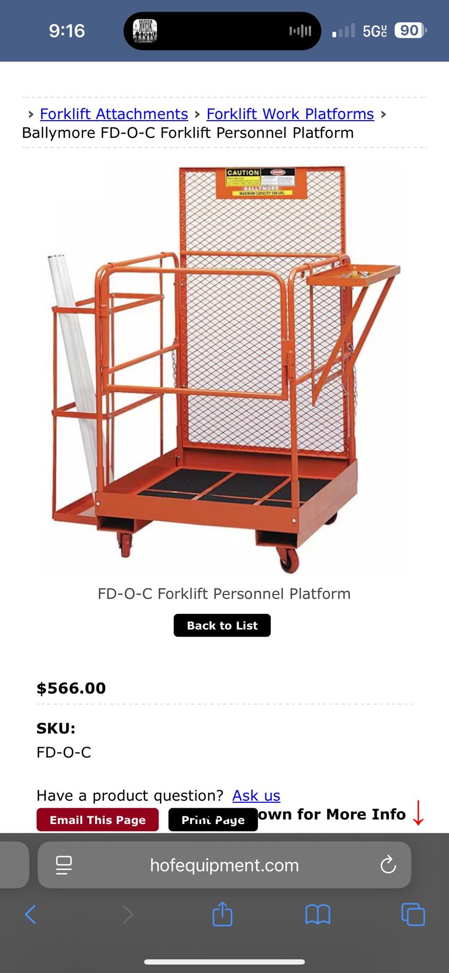 Forklift Safety Cage 