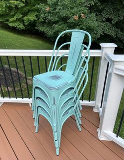 Dream Blue Metal Dining Chairs (Set of 4)