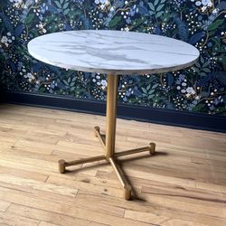 Round Modern Marble And Gold Dining Table
