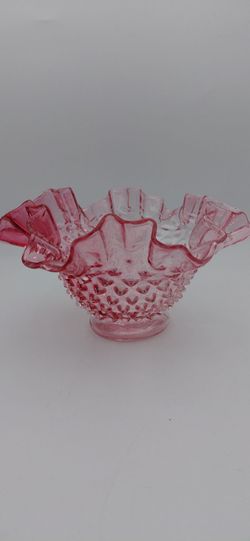 Gorgeous Vintage Fenton Pink Hobnail Glass Bowl