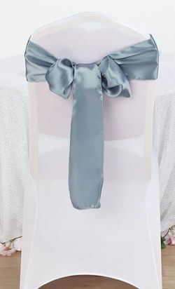130 Dusty Blue Satin Chair Sash
