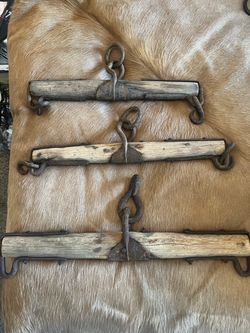 Antique Wood and Iron Whiffletree Set of 3