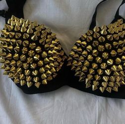 Black & Gold spiked corset top