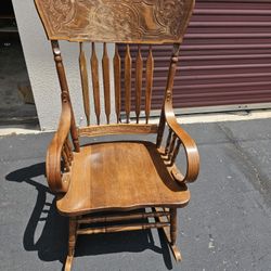 Vintage All Wood Rocking Chair Made In Yugoslavia 