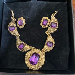 Amethyst Necklace And Earrings 