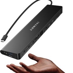 iVANKY EdgeDock 2 Laptop Docking Station with 100W Power Adapter, USB C 13-in-1 Triple Display Monitor Thunderbolt 3/4 Dock for Dell, HP, Lenovo, ASUS