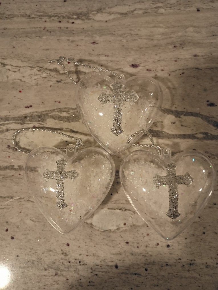 Small Heart Ornaments With A Cross