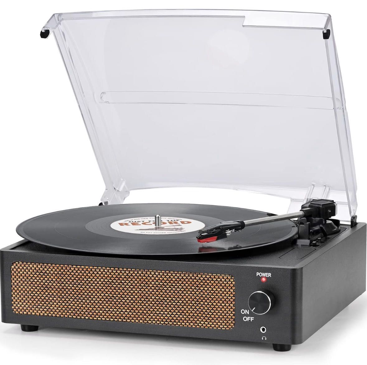 Record Player with Speakers Vintage Turntable for Vinyl Records Belt-Driven Turntable Support 3-Speed, Wireless Playback, Headphone, AUX-in, RCA Line