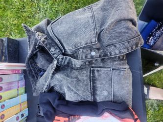 Womens 2XL Black Denim Long Jacket