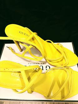 Guess Yellow Strappy Heeled Sandals
