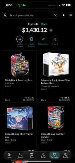 Pokemon Prismatic Evolutions ETB, pitch black and chaos rising