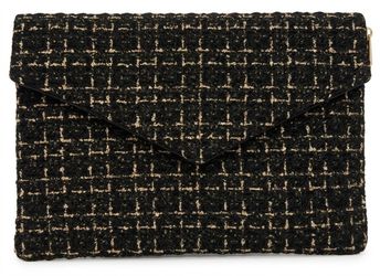 Black and Gold Tweed Envelope Clutch