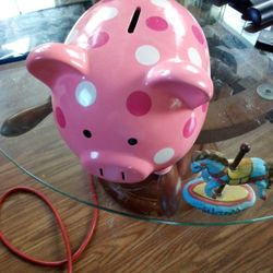 Cute Pink Piggy Bank & A Small Carousel Horse