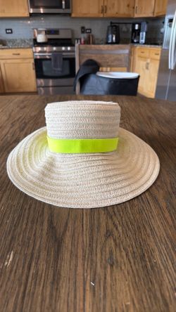 A. Ew Day (Target) Straw Boater Hat - Neon Yellow/Lime Band - New with Tags - S/M
