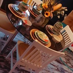 Glass Table With Four Chairs Included