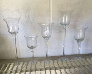 Vintage Mid century glass candleholders