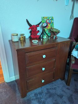 Side table with drawers and hidden compartment