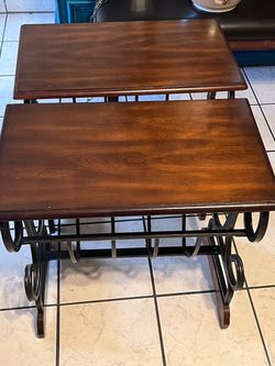 End Tables with Wrought Iron Base