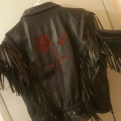 Ladies Black leather Motorcycle jacket