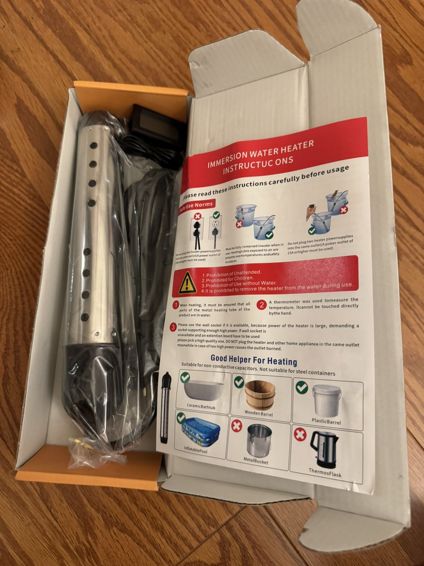 2000W Immersion Water Heater with Digital Thermometer – New