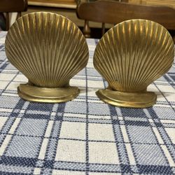 Brass Seashell Clam Bookends 