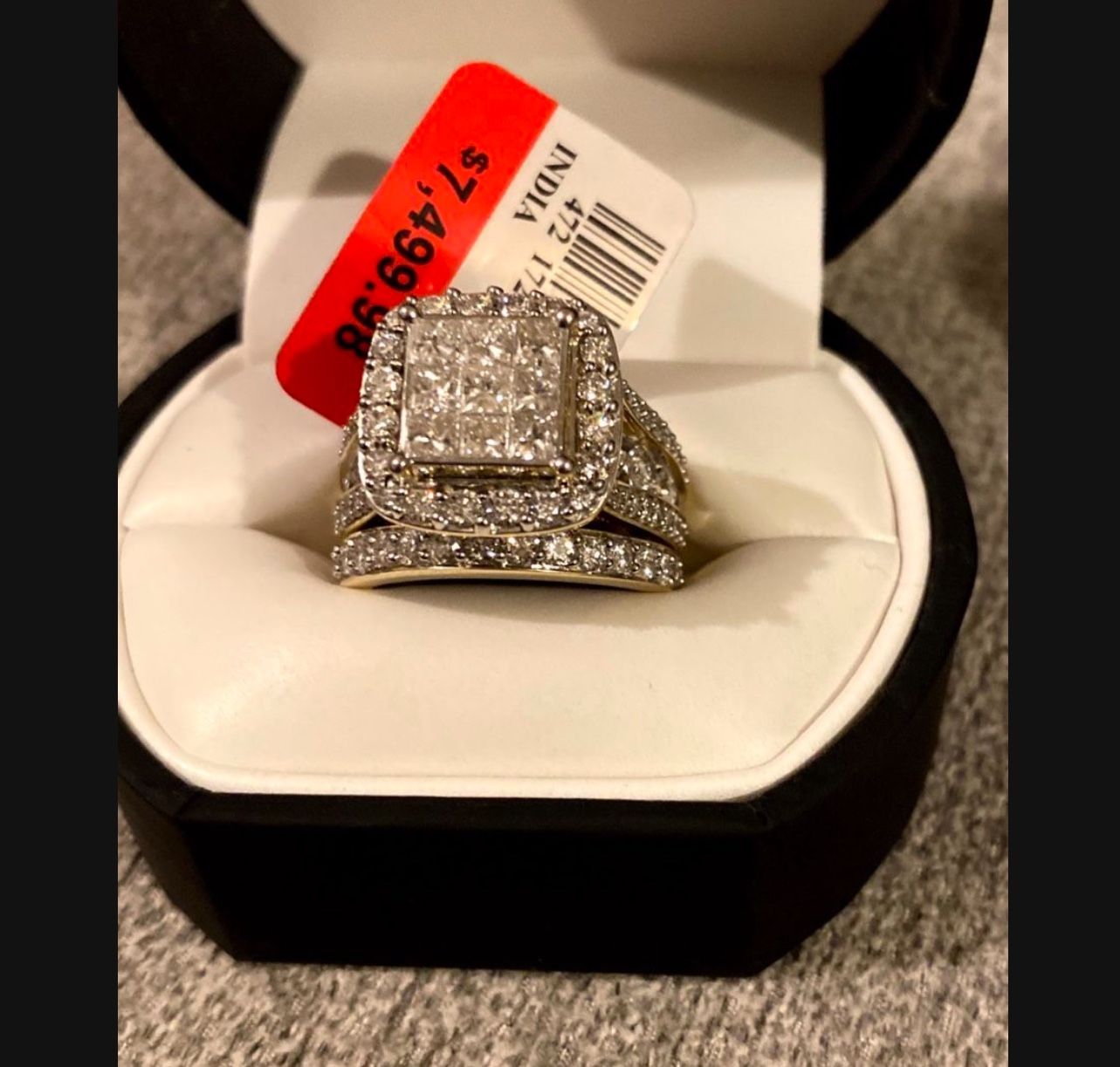 3 Carat Gold & Diamond Wedding Ring Set Size 8