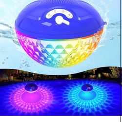 Floating Pool Speaker with Lights, IP68 Waterproof Bluetooth Speakers for Pool, 10W HD Stereo