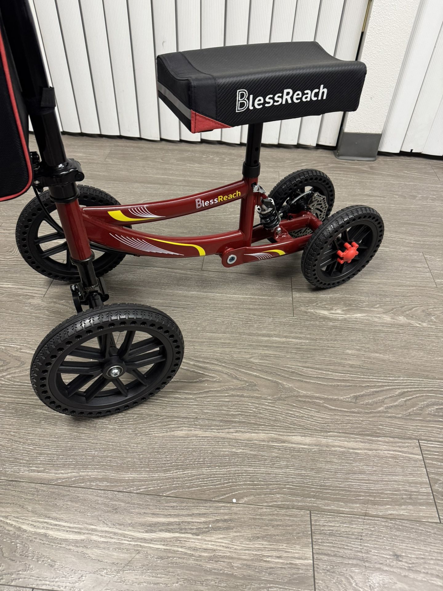 New / Red BlessReach All Terrain Knee Scooter Walker / 300 Pound Capacity / Adjustable Height