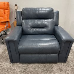 Recliner I love seat dark blue leather with USB charger