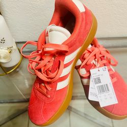 New Adidas VL Court 3.0 Suede Sneakers - Coral/Gum - Size 9 Women