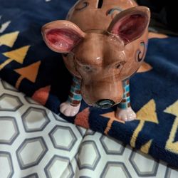 Ceramic Brown Dog Piggy Bank With Mathew  Name