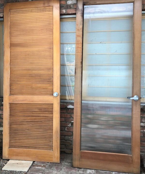 2 Doug Fir French Doors 1 Reeded Privacy Glass Louvered 3 X8 2 Doug Fir French Doors 1 Reeded Privacy Glass Louvered 3 X8