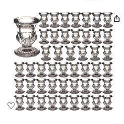 42 Pieces Glass Taper Candle Holders 2.5 Inch clear Elegant Glass Candle Holders  decorating a festive or wedding table Home Decoration