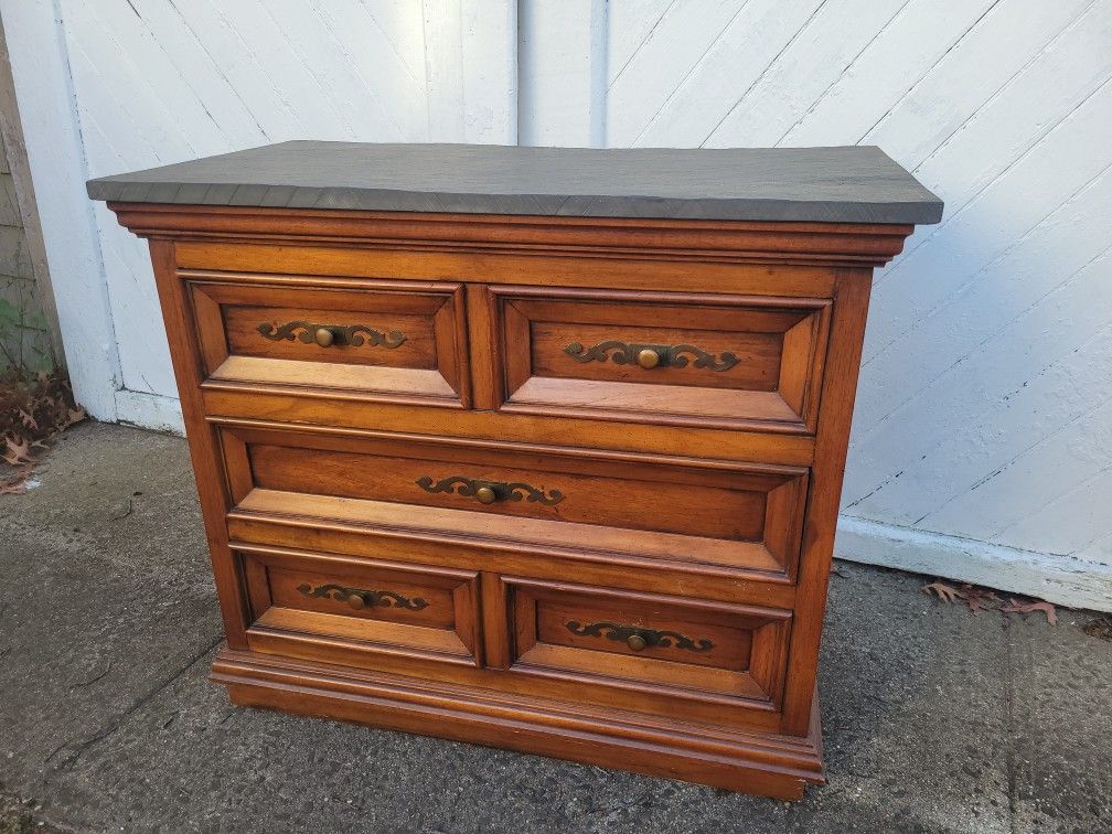 Hekman Night Stand / Small Dresser With Marble Top