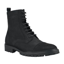 Calvin Klein Lorenzo Lace Up Boots With Leather Upper Size 7 Color Black Leather
