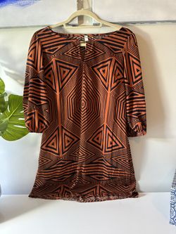 Orange and blue geometric dress