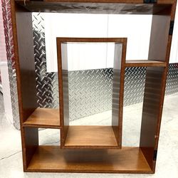 Modern Geometric Display Shelf / Mid-Century Accent Cube – Sculptural Decor