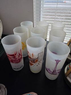 Vintage World's Fair Frosted Glass Tumblers Set